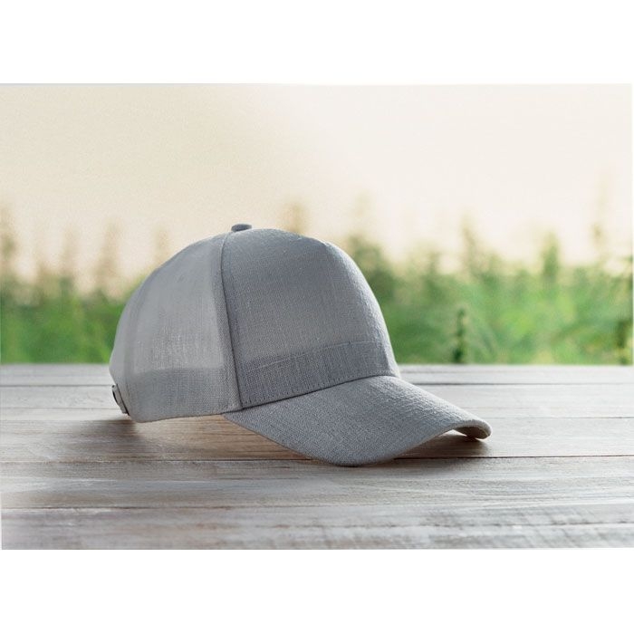MO6176-07Naima Cap Hanf Baseball Kappe 5 Panele_ Grau