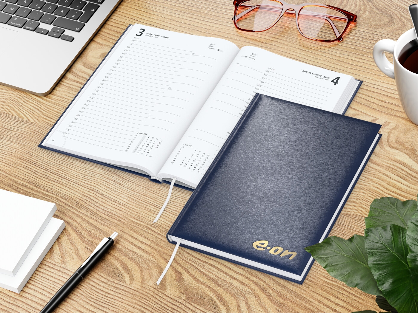 GE0019-DUGWerbeartikel Buchkalender Basic_ dunkelblau_ Goldpraegung