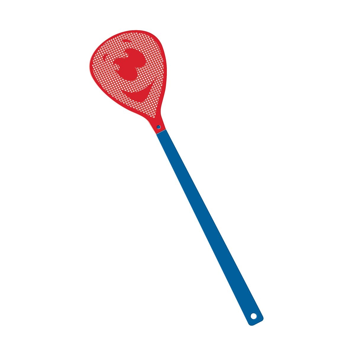 HE7852-3-1Fliegenklatsche _Gesicht_ blau_ rot HE7852-3-1Fliegenklatsche _Gesicht_ blau_ rot