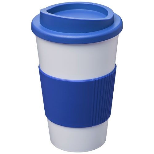 Americano® 350 ml Isolierbecher mit Schutzring, mittelblau,weiß