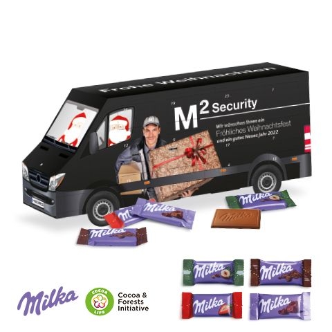 CD95176-023D Adventskalender _Transporter_ mit Milka Schokolade_ Individuelles Motiv