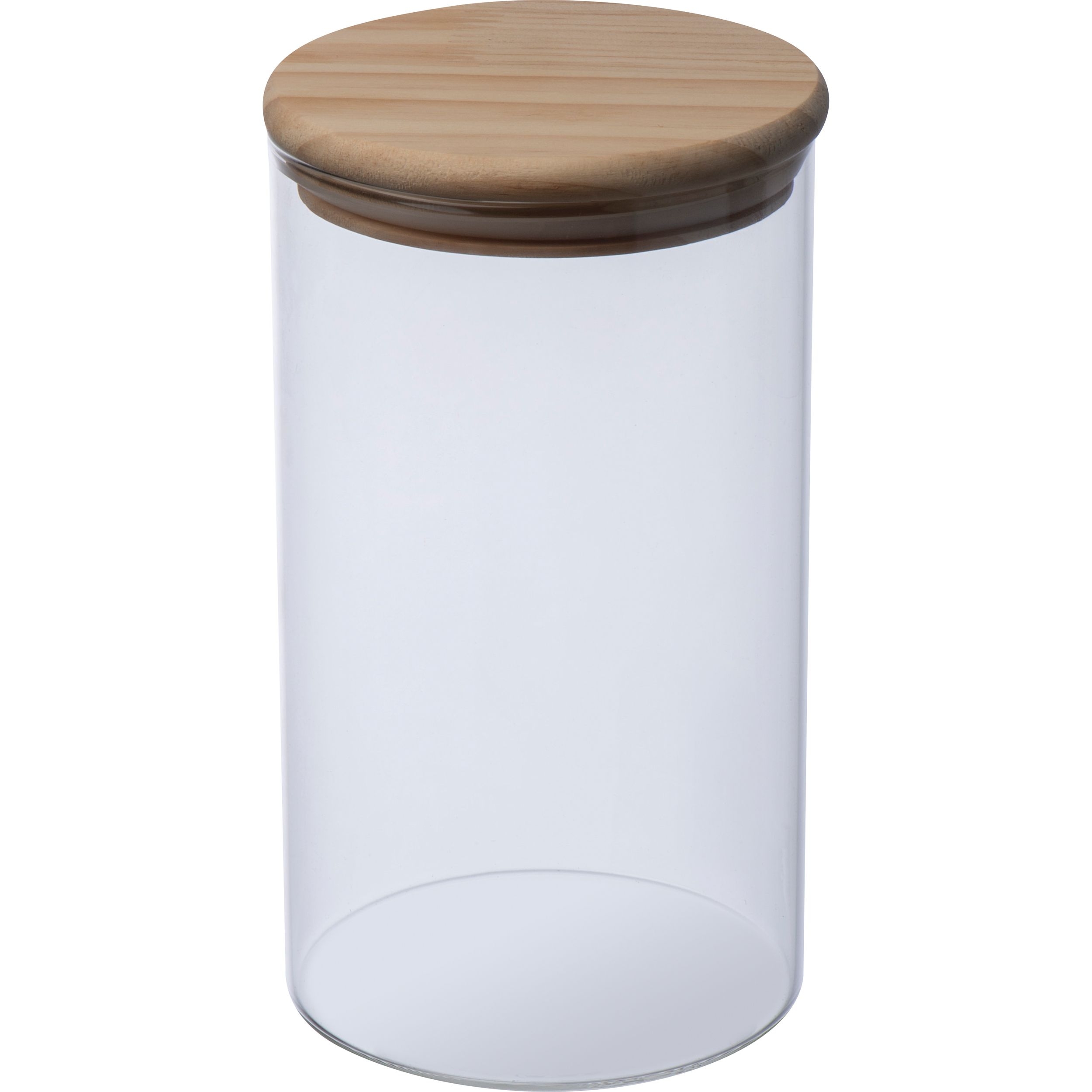 MA82616-66Dose aus Borosilikatglas mit Kiefernholzdeckel 1000ml_ transparent