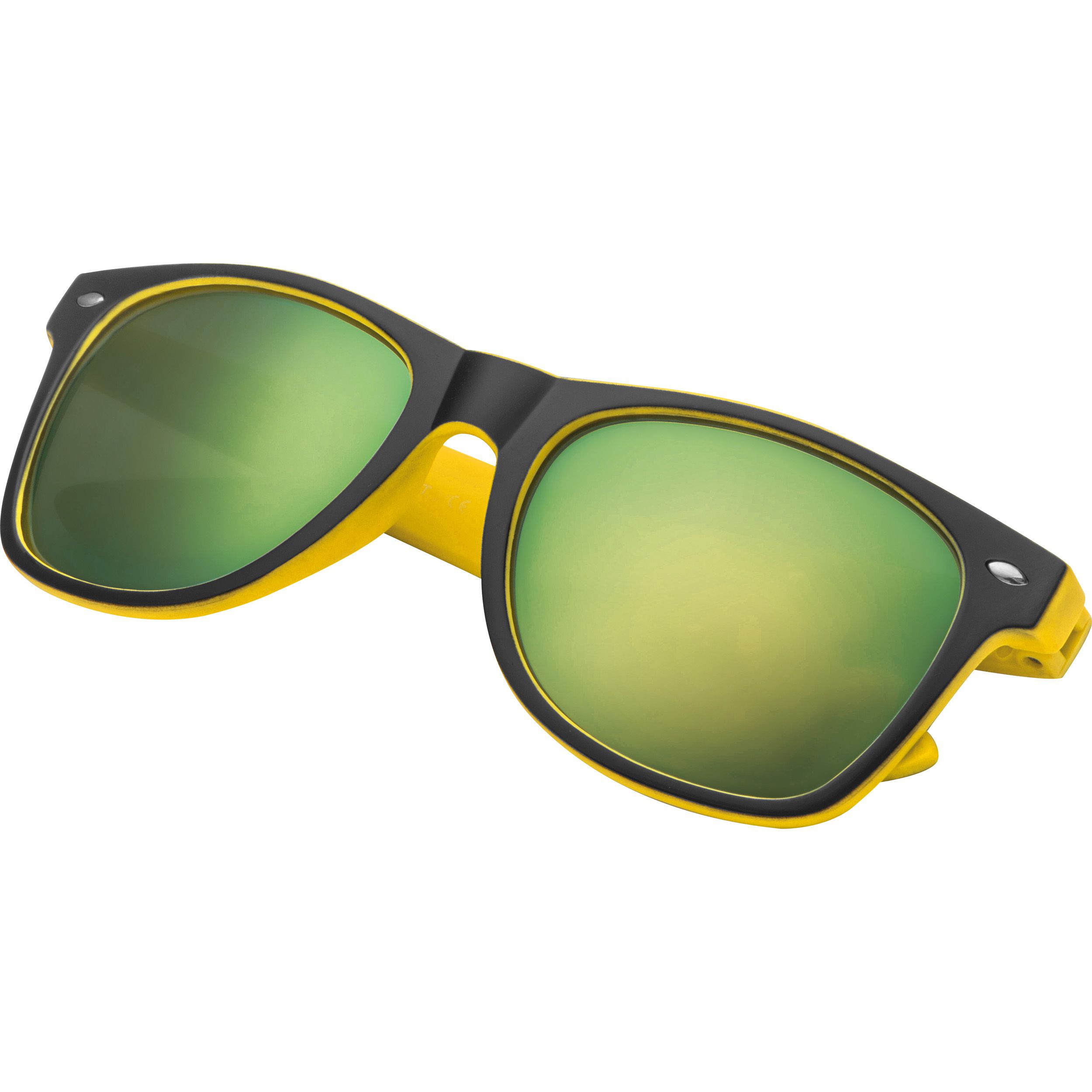 Sonnenbrille aus Kunststoff mit verspiegelten Gläsern, UV 400 Schutz, gelb