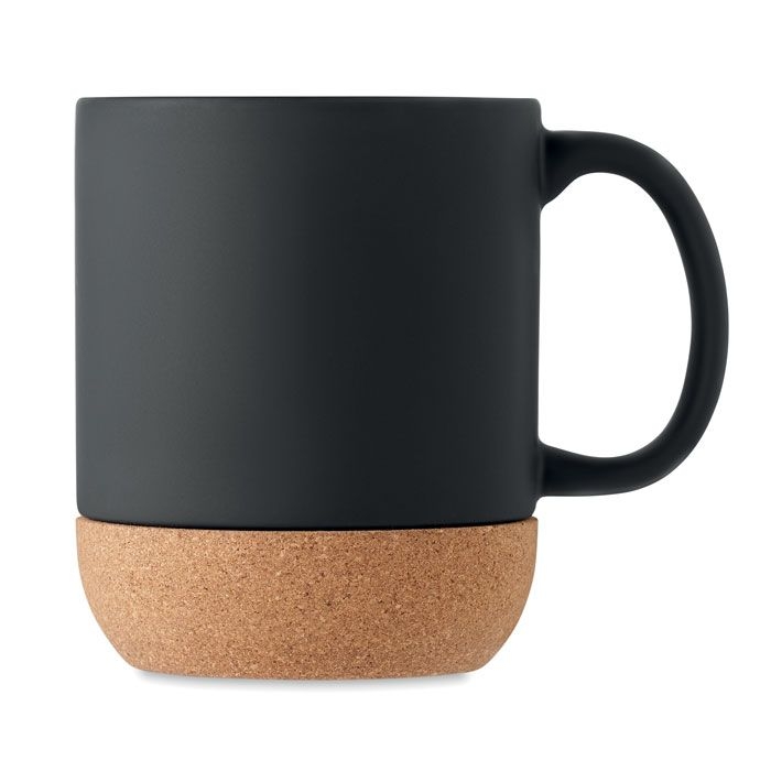 MO6839-03Matt Kaffeebecher mit  Kork 300 ml_ Schwarz