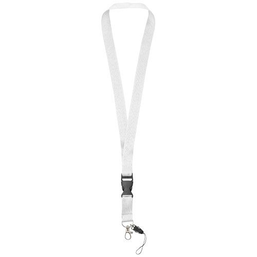 PF102508-2Sagan Lanyard mit abnehmbarer Schnalle und Handyband_ weiss PF102508-2Sagan Lanyard mit abnehmbarer Schnalle und Handyband_ weiss