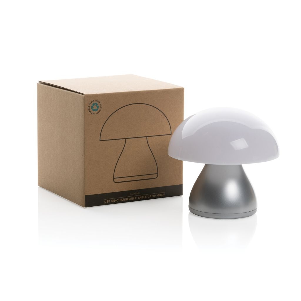 XDP513.74-2Luming wiederaufladbare USB-Tischlampe aus RCS Kunststoff_ grau