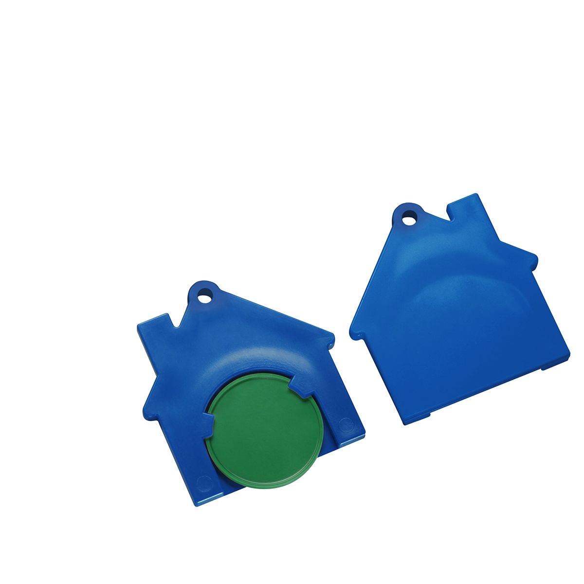 HE7516-2-3Chiphalter mit 1€-Chip _Haus_ gruen_ blau