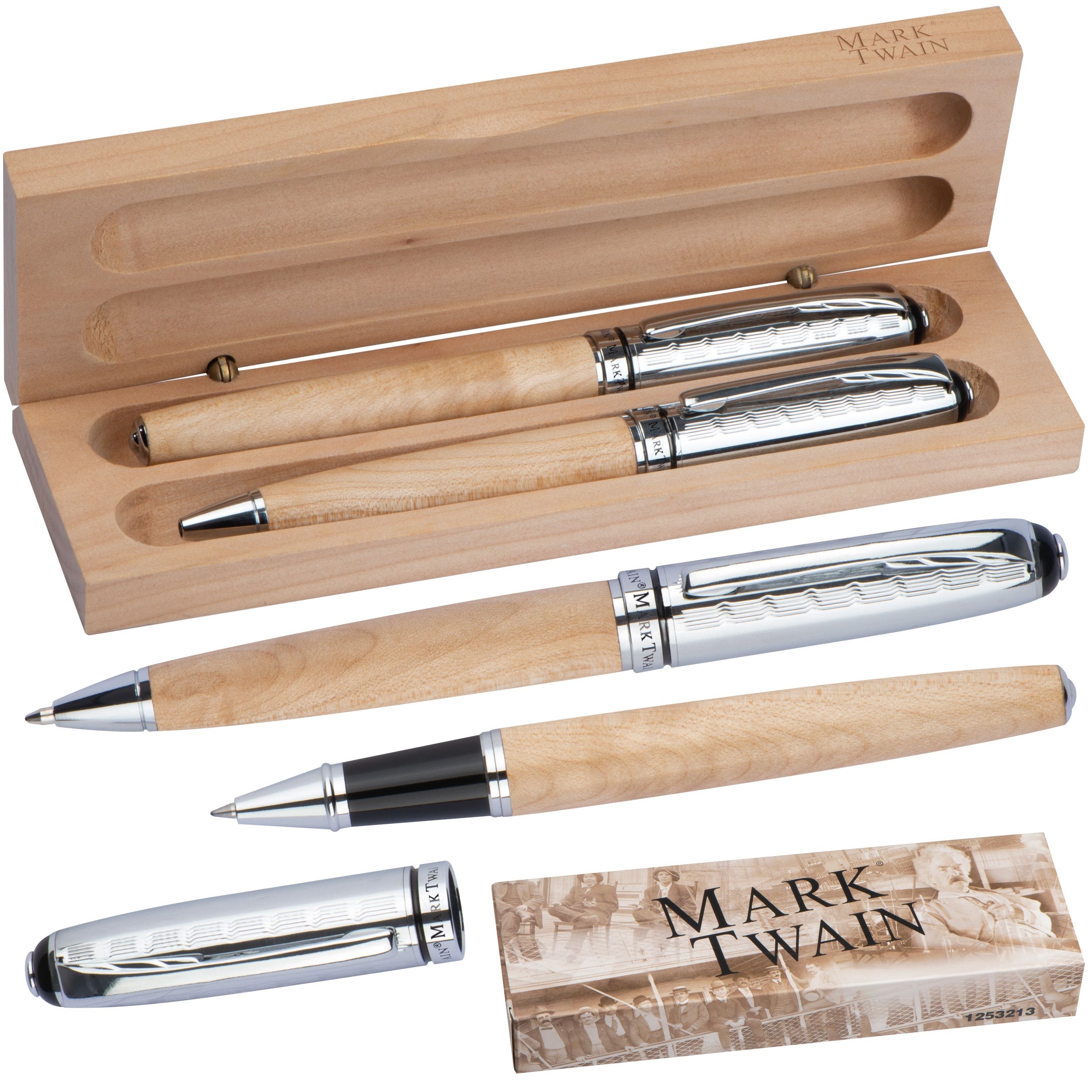 MA12532-13Mark Twain Schreibset aus Holz_ beige
