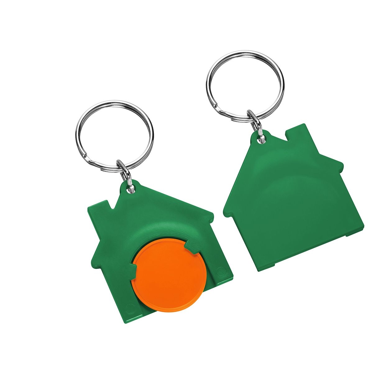 HE7516R-5-2Chiphalter mit 1€-Chip _Haus_ orange_ gruen HE7516R-5-2Chiphalter mit 1€-Chip _Haus_ orange_ gruen