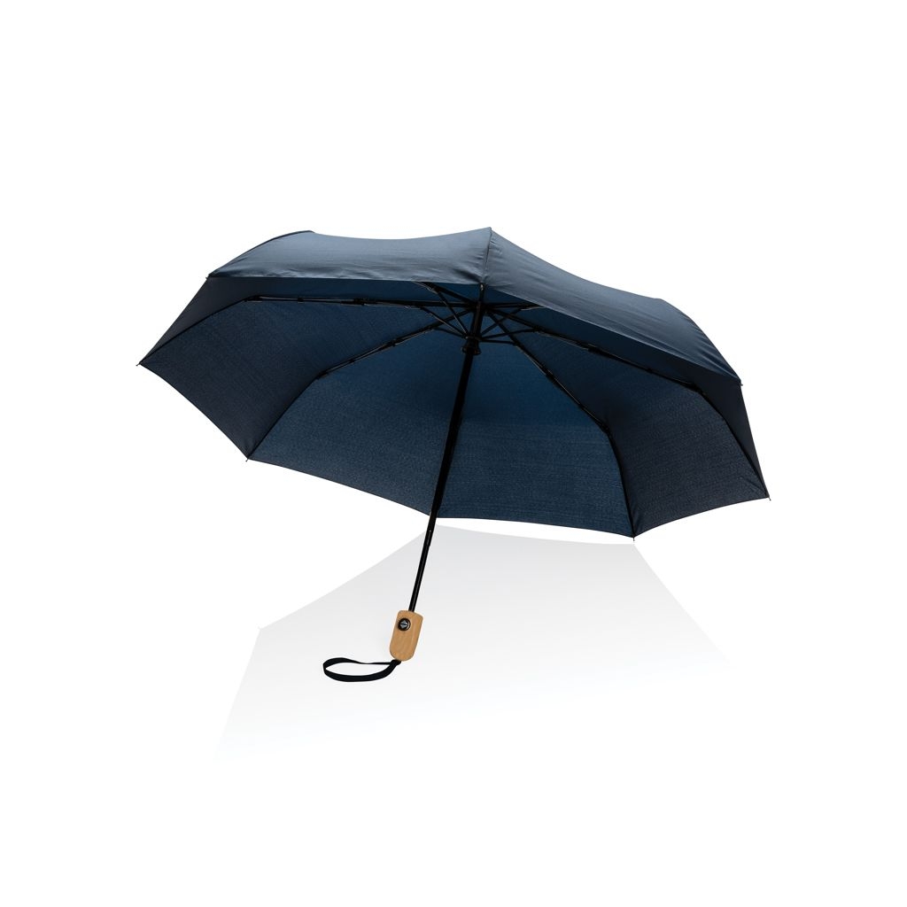 XDP850_61-521_ Impact AWARE™ RPET 190T Bambus-Schirm autom. open_close_ navy blau