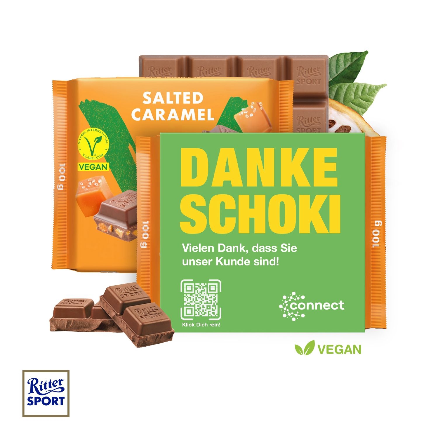 CD91743Ritter SPORT Vegan mit Werbebanderole