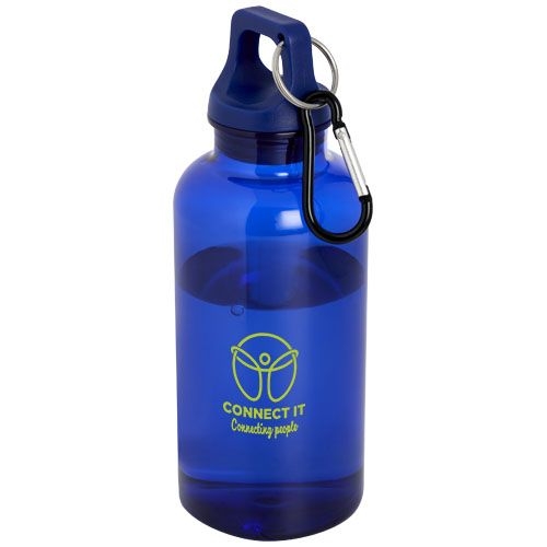 PF100778-4Oregon 400 ml RCS-zertifizierte Trinkflasche aus recyceltem Kunststoff mit Karabiner _ blau