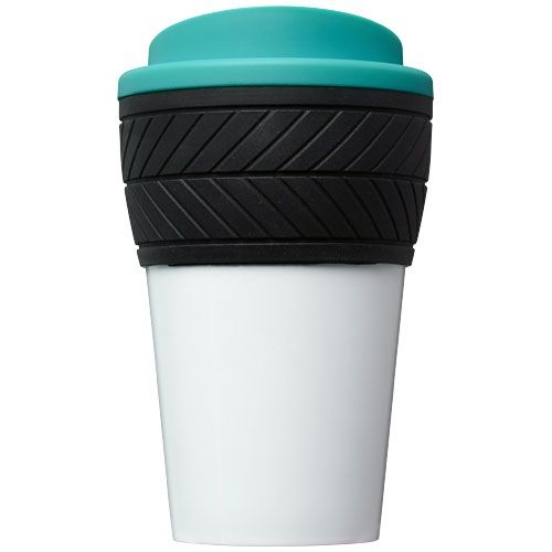 PF210088-6Brite-Americano® 350 ml Isolierbecher mit Schutzring Reifen-Design_ aquablau