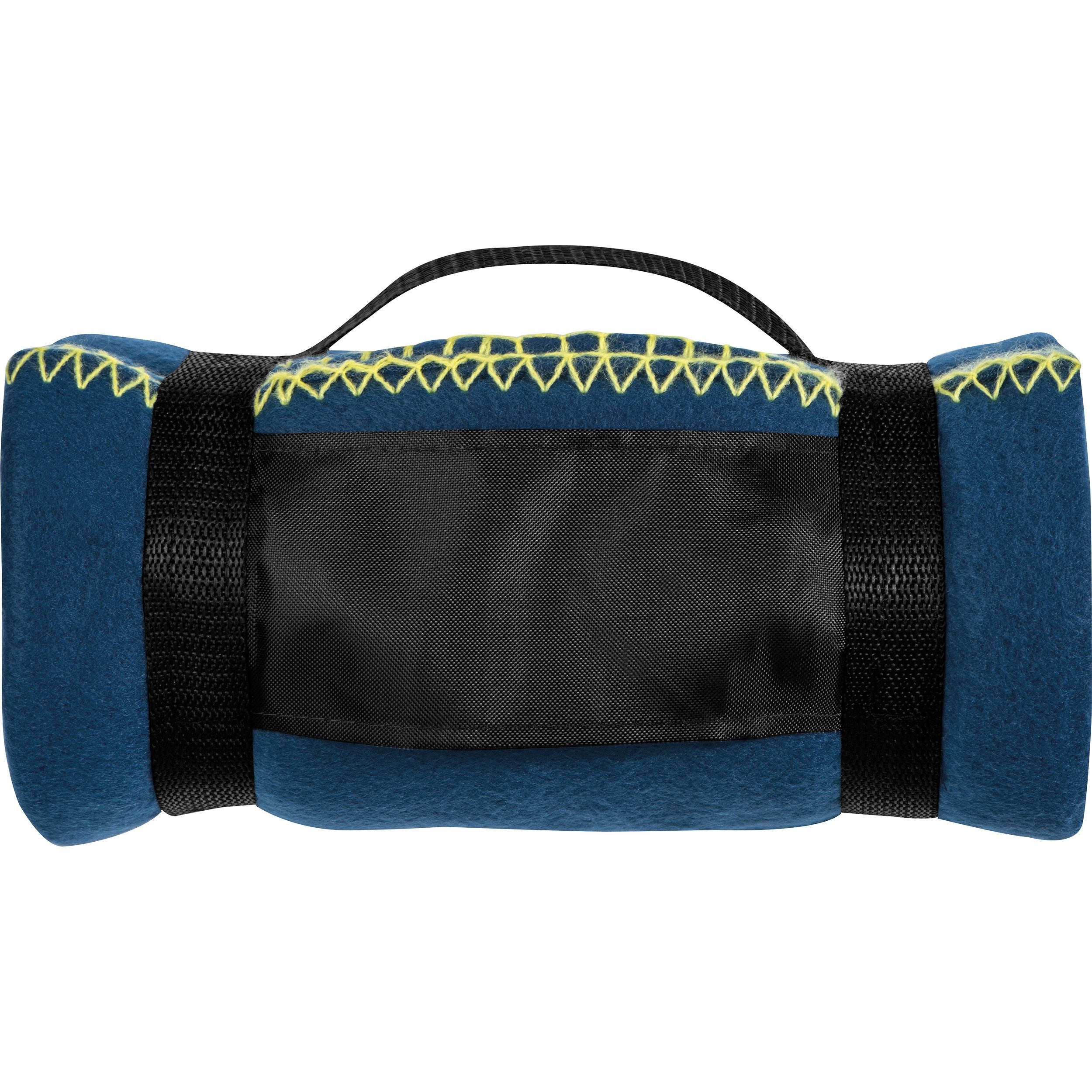 MA66902-44Fleecedecke mit Tragebanderole GIANFRANCO_ dunkelblau