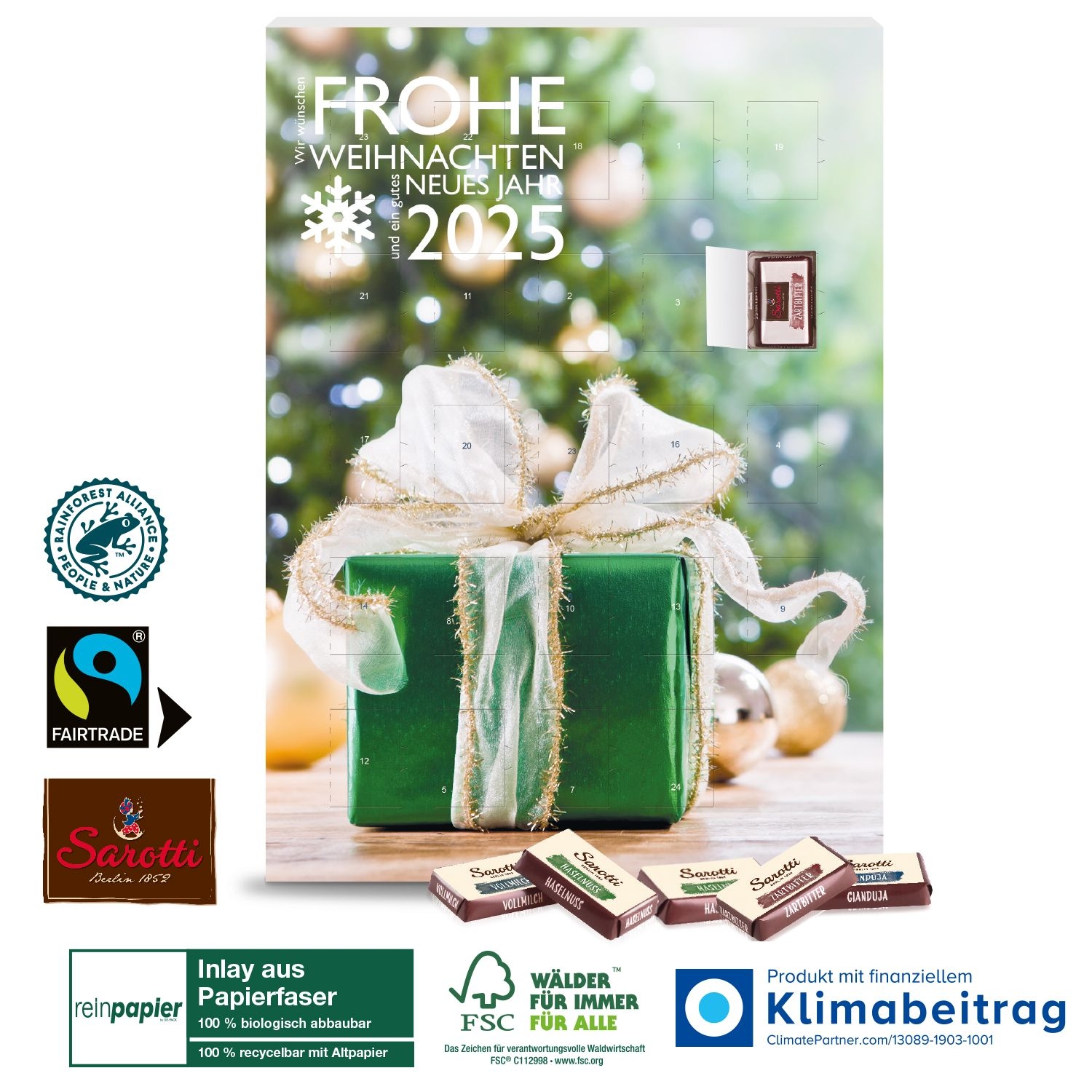 CD55396Wand-Adventskalender Organic mit Fairtrade-Kakao