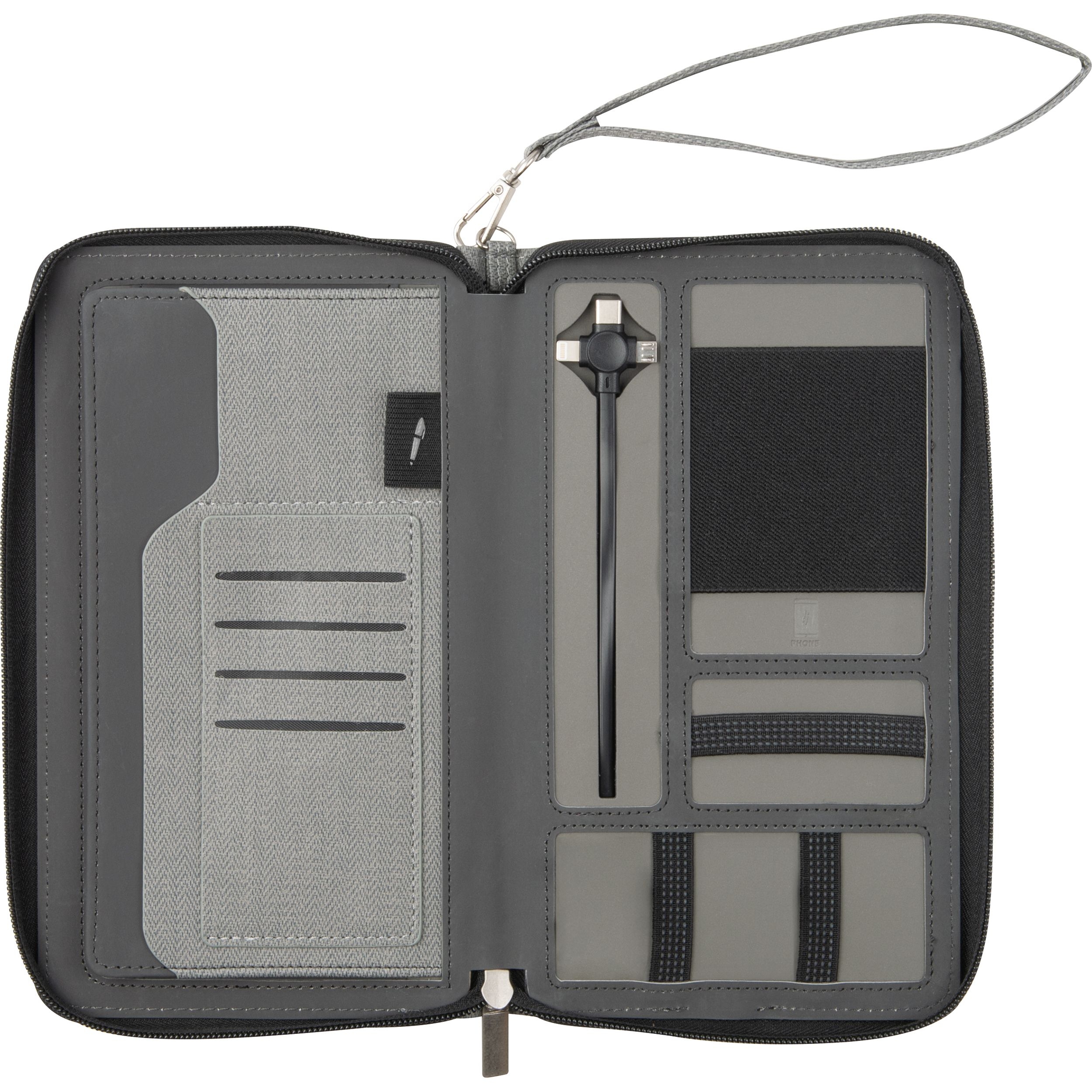MA20122-07Reisemappe mit integrierter Powerbank 4.000 mAh_ silbergrau