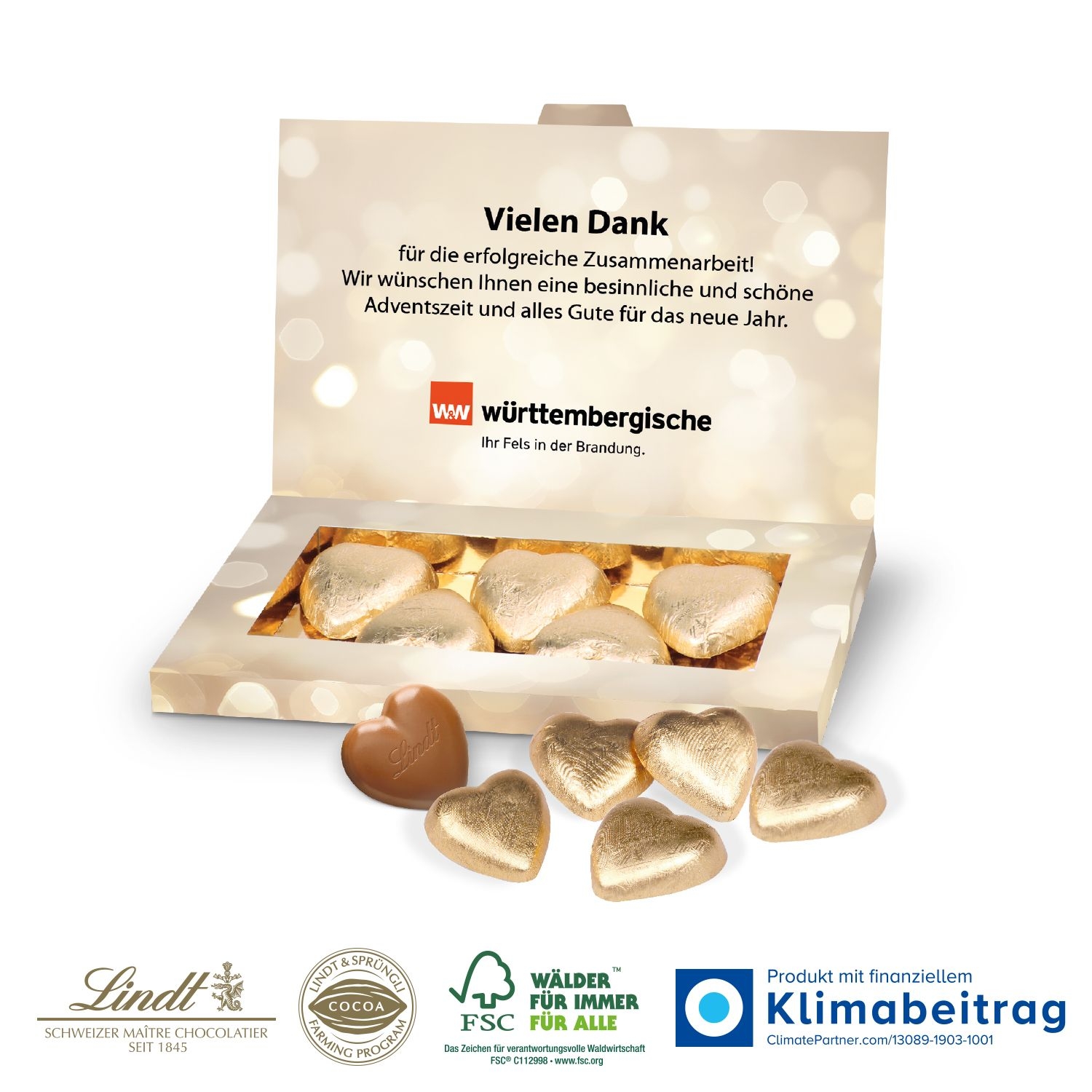 CD91225Praesentbox „Business“ mit Lindt Schokoherzen