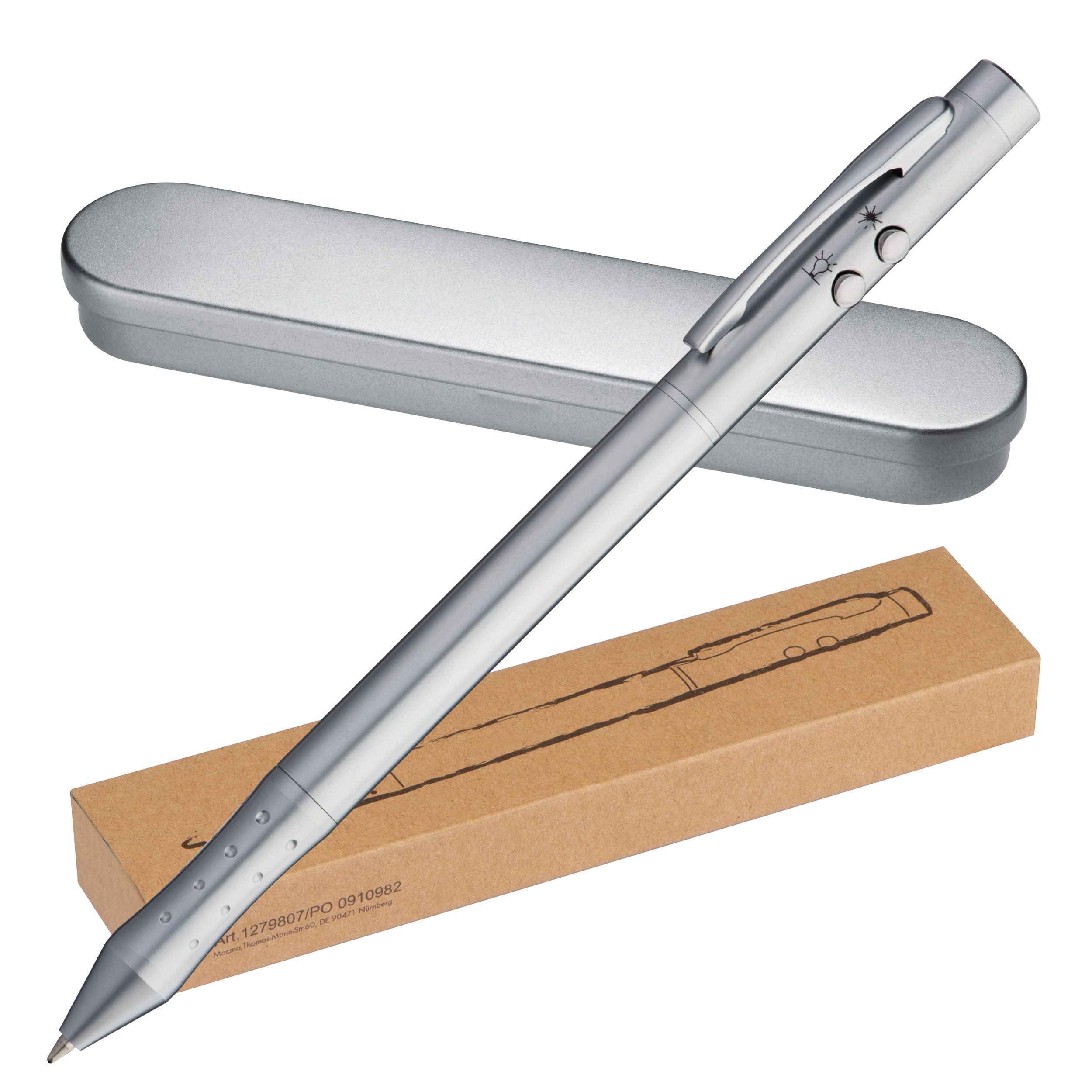 MA12798-074 in 1 Laserpointer aus Metall_ silbergrau