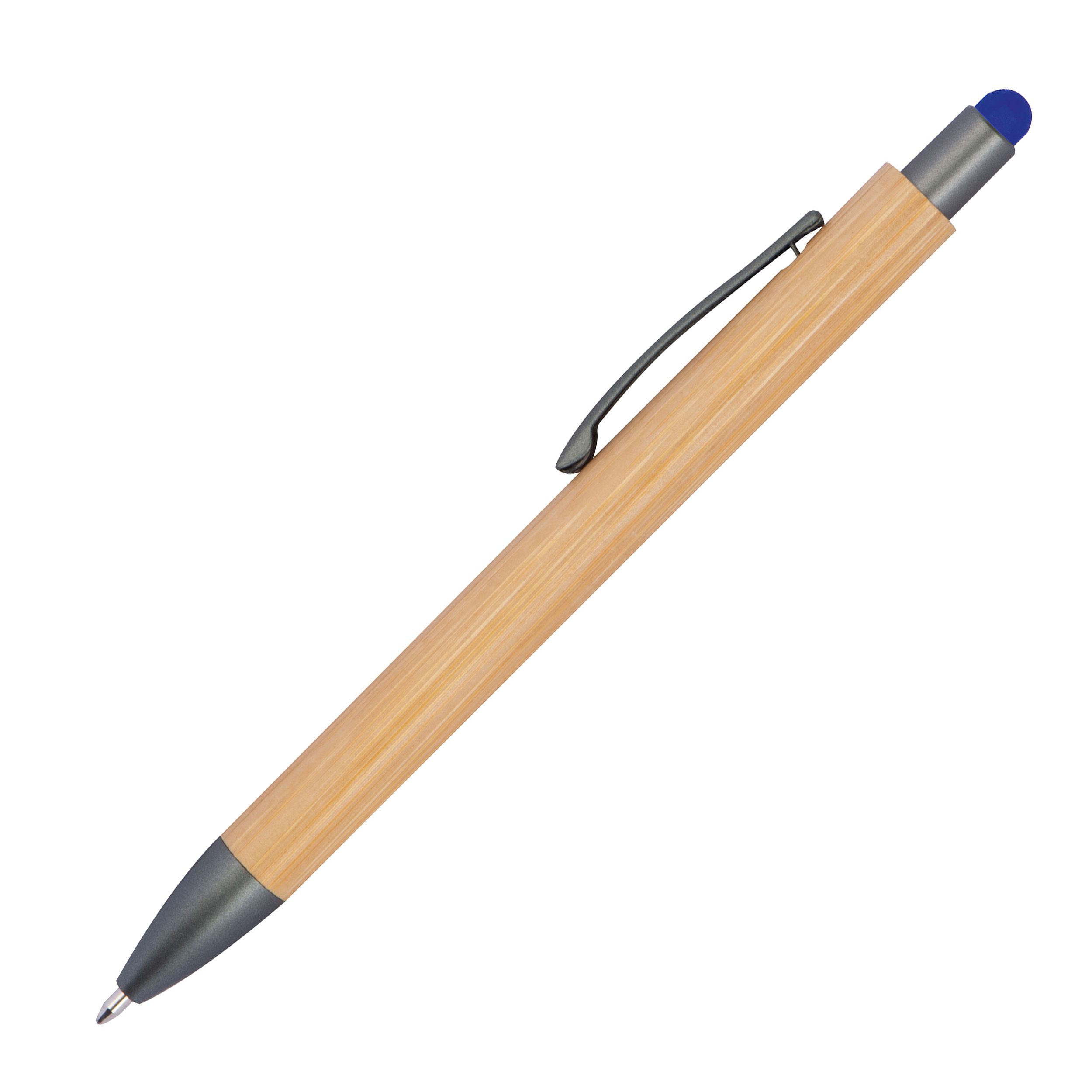 Bambuskugelschreiber mit Touchfunktion , blau