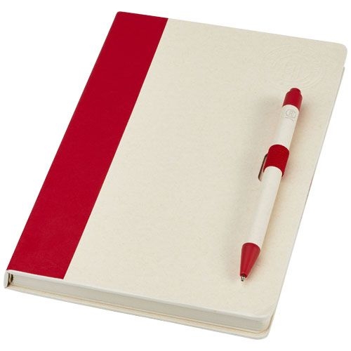 PF107811-2Dairy Dream A5 Notizbuch und Kugelschreiber-Set aus recyceltem Milchkarton_ rot