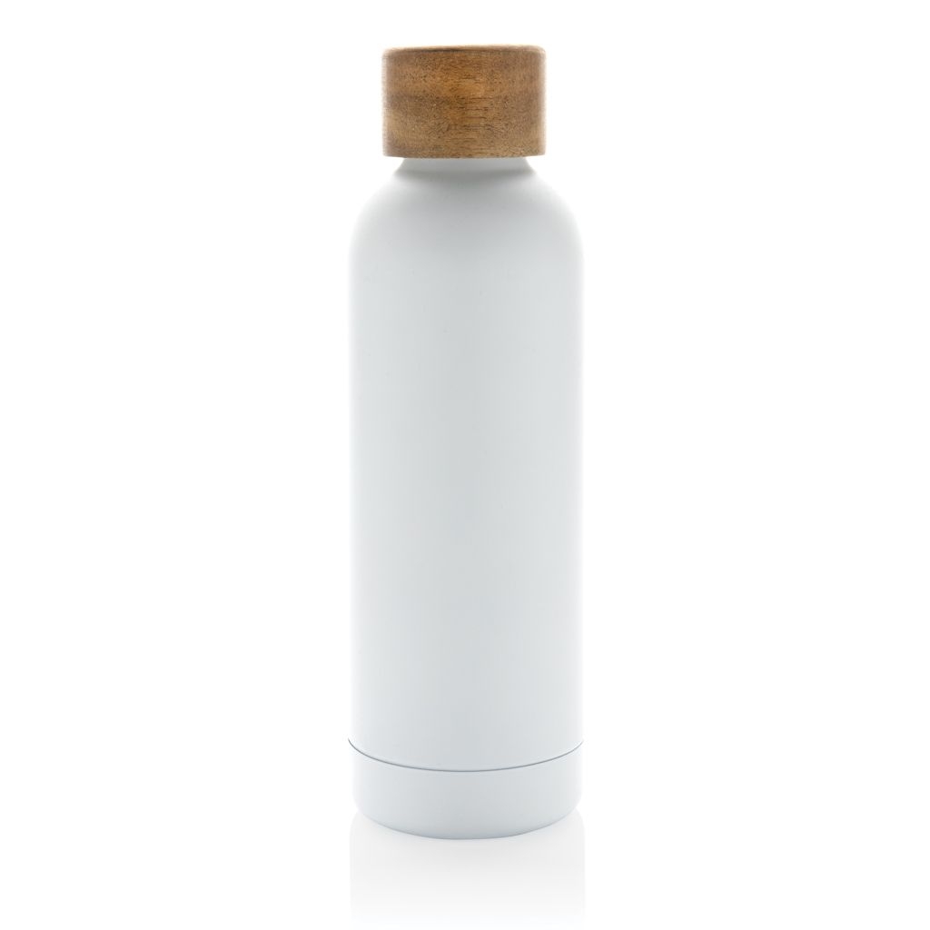 XDP435.53-3Wood Vakuumflasche aus RCS recyceltem Stainless-Steel_ weiss