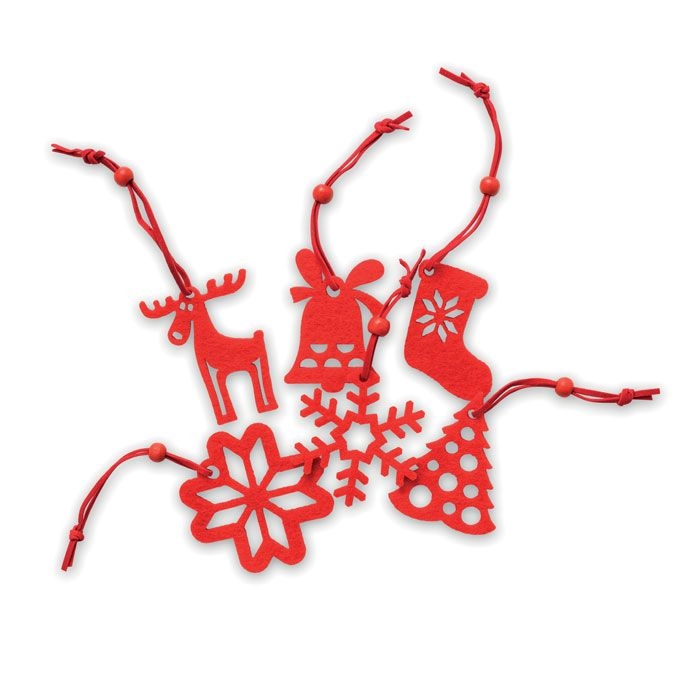 CX1335-05Rouge 6-teiliges Filz-Anhaenger Set_ Rot
