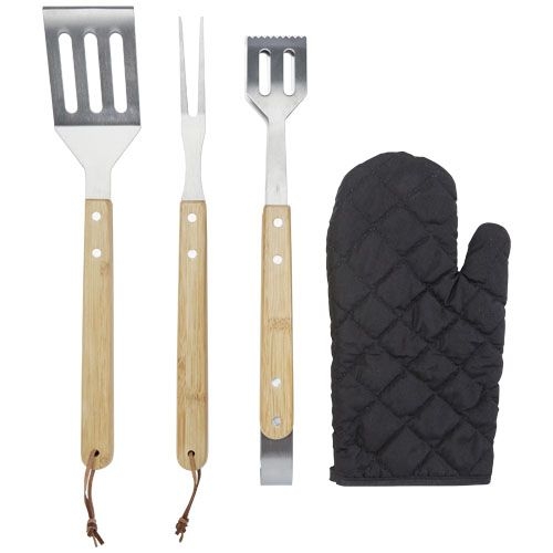 Gril 5-teiliges Grillset und Handschuh, schwarz