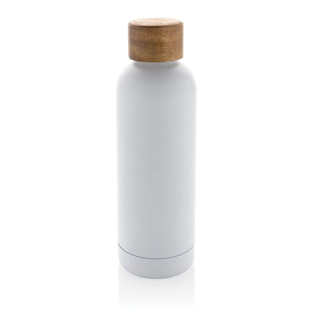 XDP435.53-3Wood Vakuumflasche aus RCS recyceltem Stainless-Steel_ weiss