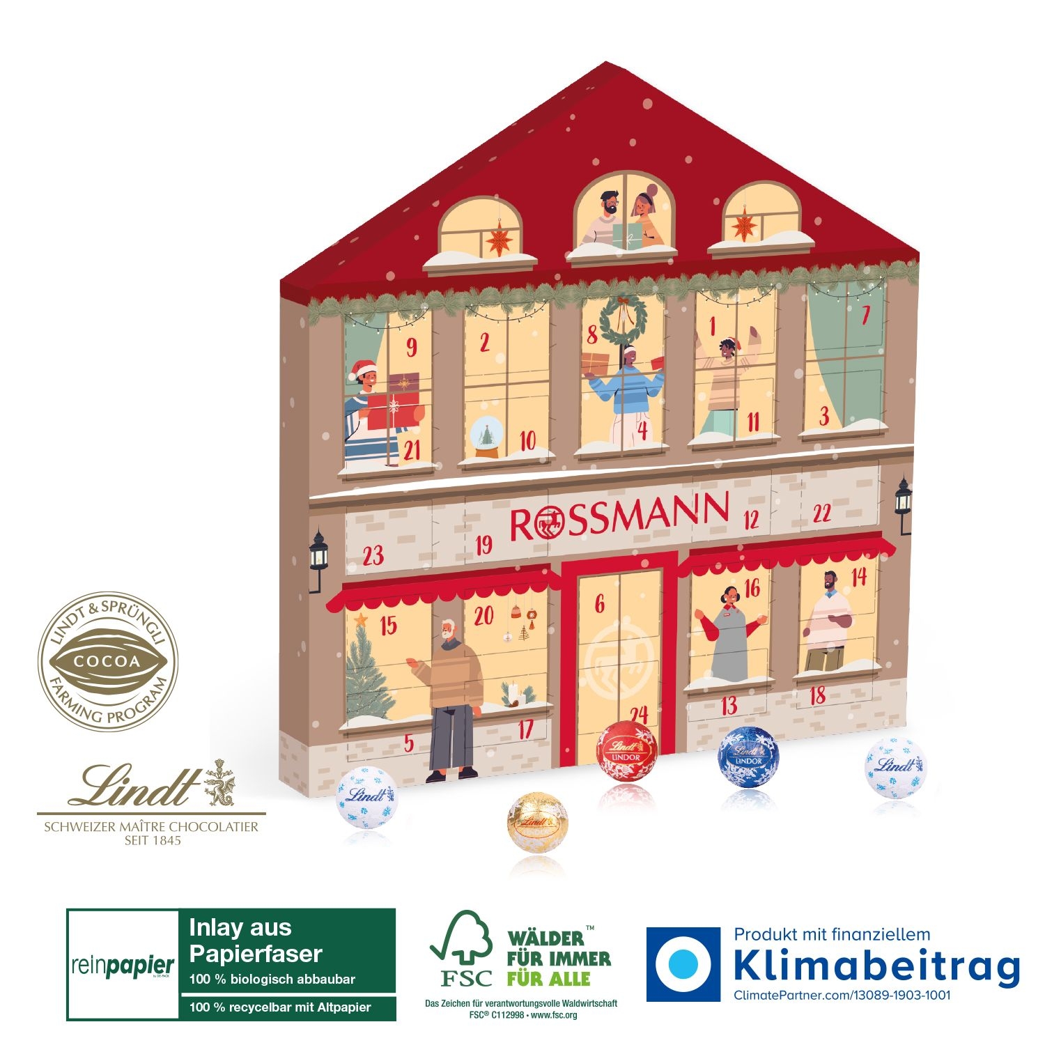 CD55332Adventskalender Lindt „Weihnachtshaus“ Organic