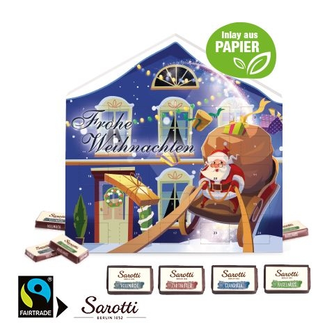 CD55413-01Adventskalender Weihnachtshaus _Exklusiv_ mit Sarotti Fairtrade®_ Motiv-Vorlage