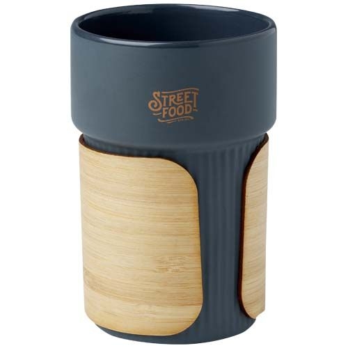 PF100809-3Fika 340 ml Becher mit Bambushuelle_ hale blau