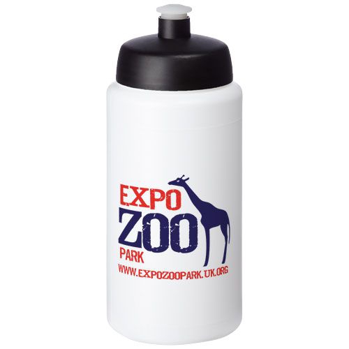 Baseline® Plus grip 500 ml Sportflasche mit Sportdeckel, weiß,schwarz