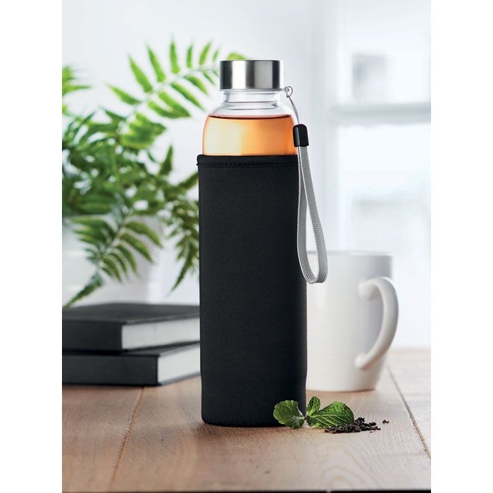 MO9636-03Utah Tea Einwandige Trinkflasche Glas_ Schwarz