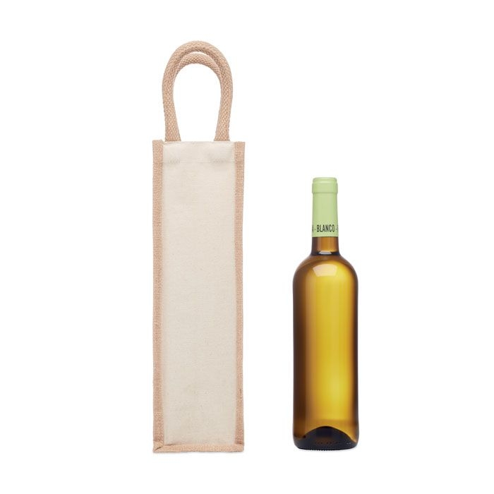 MO6258-13Campo Di Vino Flaschen-Geschenktasche Jute_ Beige