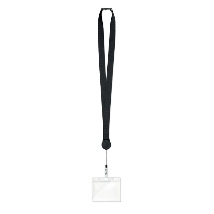MO9852-03Zip Lanyard Lanyard mit Badge-Halter_ Schwarz