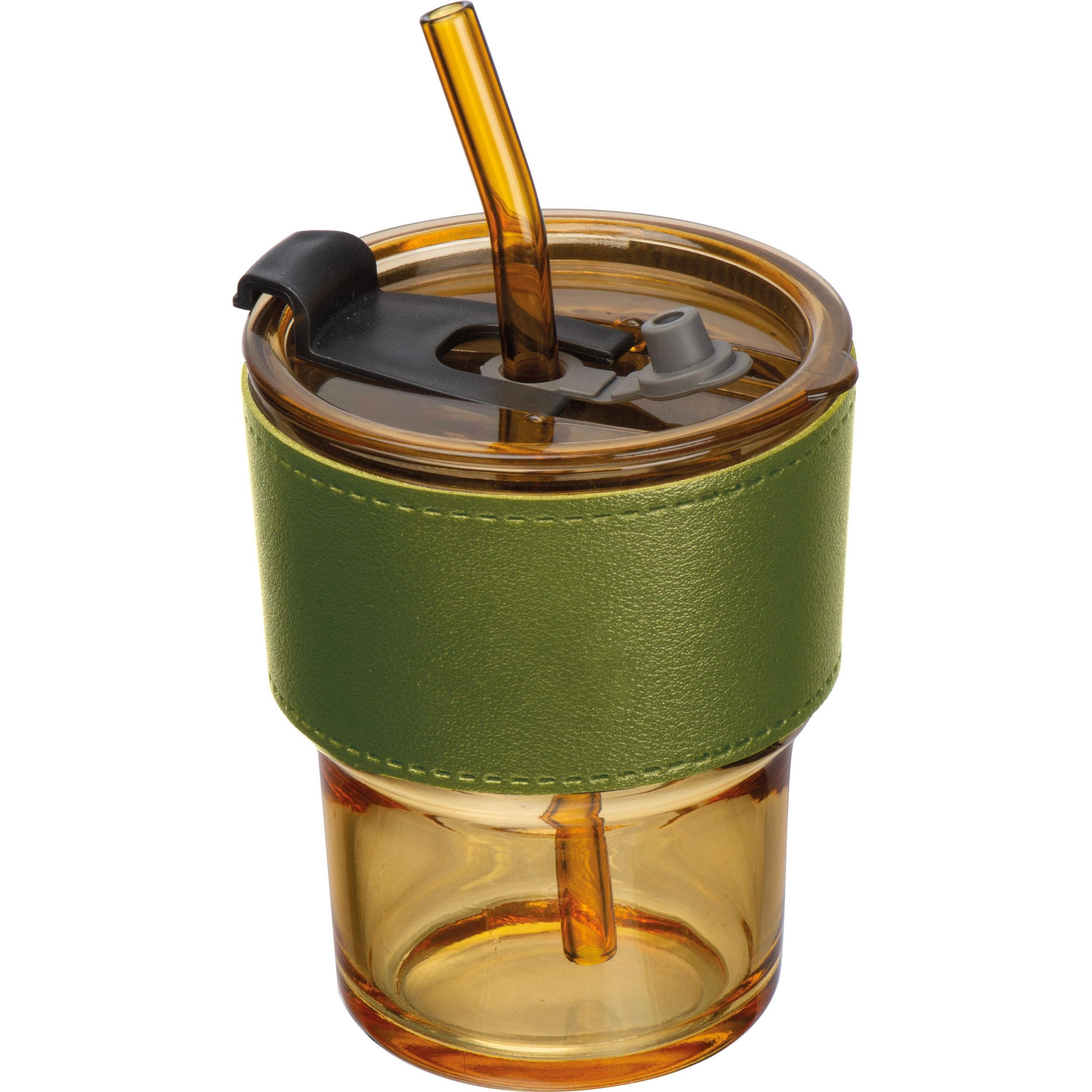 MA83844Farbiges Trinkglas mit Glasstrohhalm