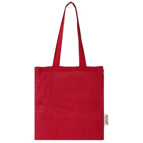 PF120695-3Madras 140 g_m² Baumwoll Tragetasche aus GRS recycelter Baumwolle_ 7L_ rot