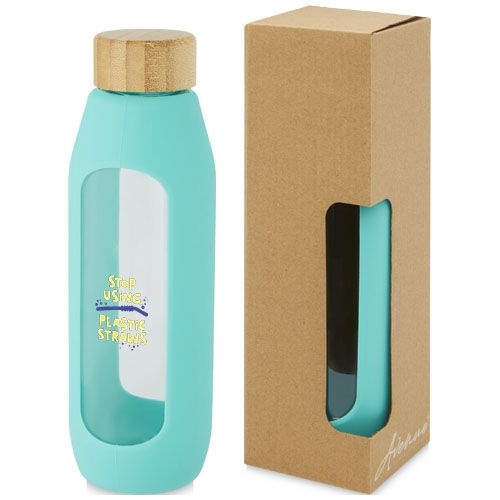 PF100666-2Tidan 600 ml Flasche aus Borosilikatglas mit Silikongriff_ tide gruen
