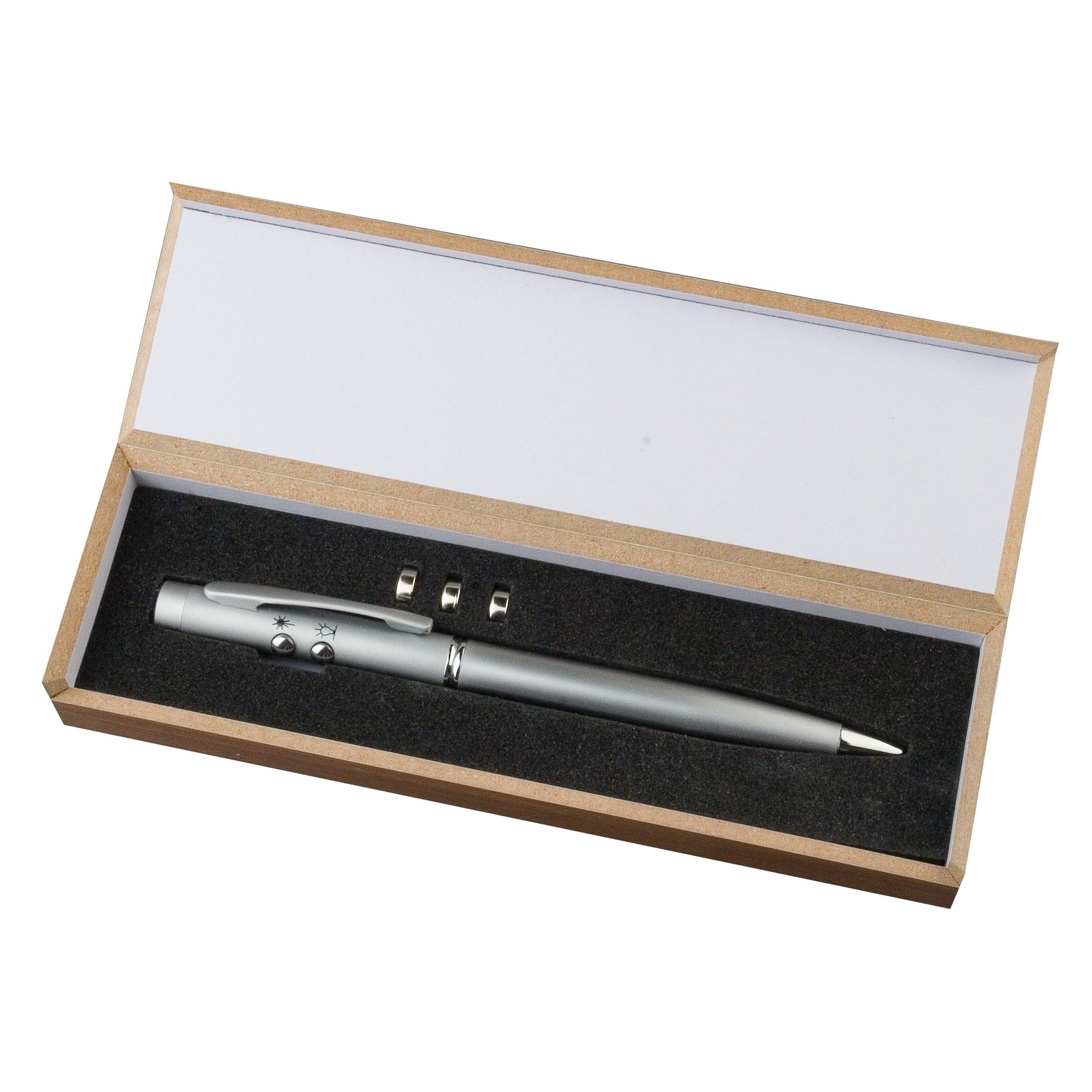 MA15318-07Laserpointer _ LED mit Kugelschreiber_ silbergrau