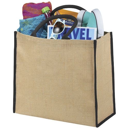 PF120182-2Harry farbige Jute Tragetasche 25L_ natur_schwarz