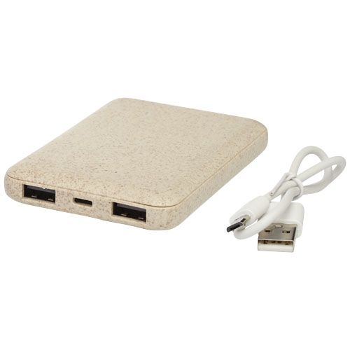 PF124137-1Asama 5000 mAh Powerbank aus Weizenstroh_ beige