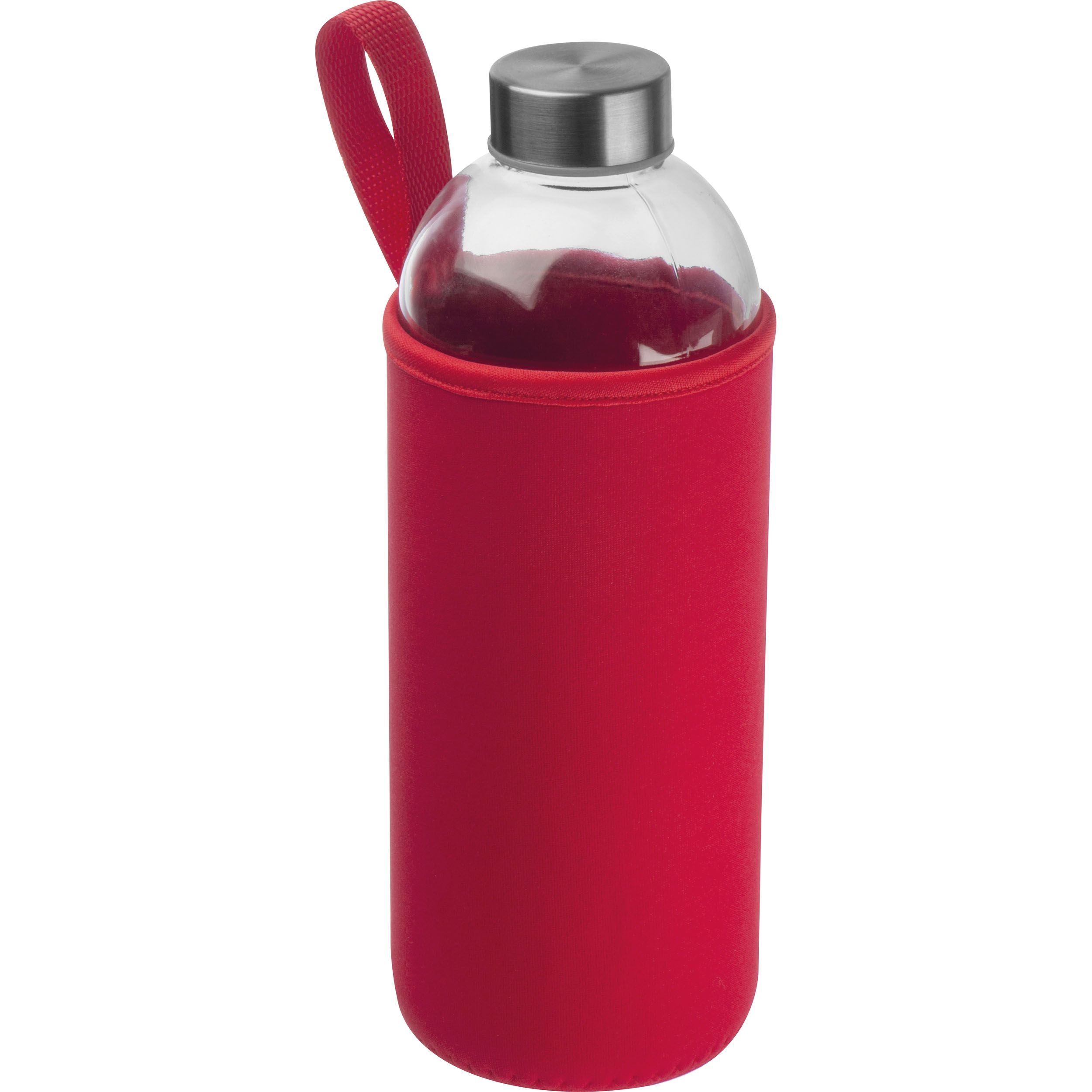 MA62427-05Trinkflasche aus Glas mit Neoprenueberzug_ 1.000ml JESSICA_ rot