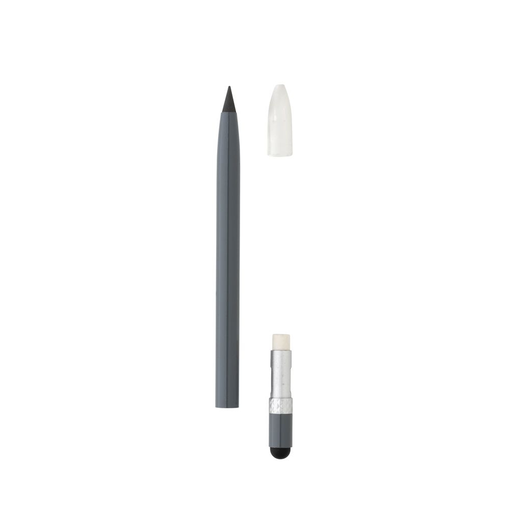 XDP611.12-2Tintenloser Stift aus Aluminium mit Radiergummi_ grau