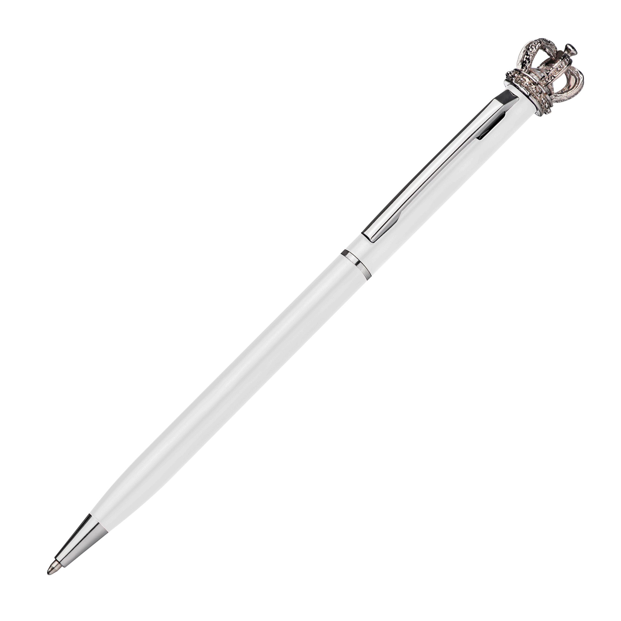 Kugelschreiber aus Metall mit Krone, weiß