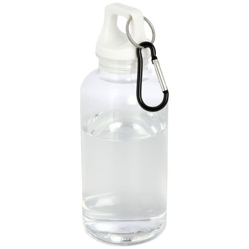 PF100778-1Oregon 400 ml RCS-zertifizierte Trinkflasche aus recyceltem Kunststoff mit Karabiner _ weiss
