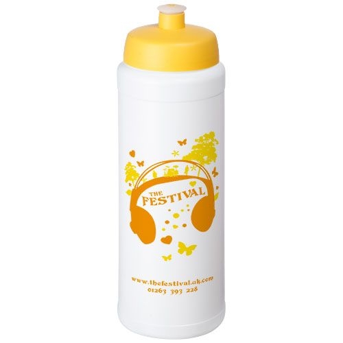 PF210689-11Baseline® Plus grip 750 ml Sportflasche mit Sportdeckel_ weiss_gelb