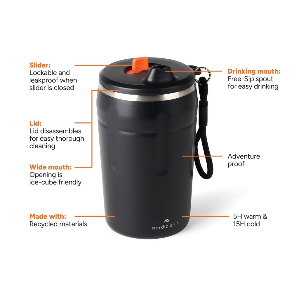 XDND310.02-01Nordic Drift Trail verschliessbarer RCS Mug 350ml_ schwarz