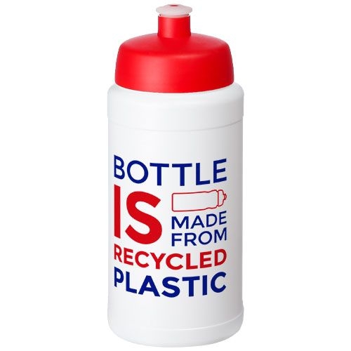 PF210444-10Baseline Recycelte Sportflasche_ 500 ml_ weiss_rot