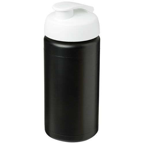PF210072-13Baseline® Plus grip 500 ml Sportflasche mit Klappdeckel_ schwarz_weiss PF210072-13Baseline® Plus grip 500 ml Sportflasche mit Klappdeckel_ schwarz_weiss