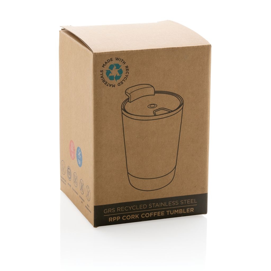 XDP435.07-1RCS recycelter Edelstahl-Kaffeebecher mit Kork_ schwarz